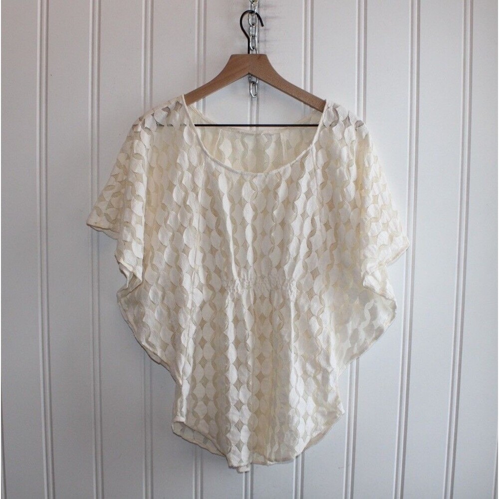 The Addison Story Cream Lace Sheer‎ Boho Romantic Cottagecore Blouse Size S